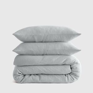 Quince Organic Airy Gauze Duvet Cover Set in Mist King/Cal King